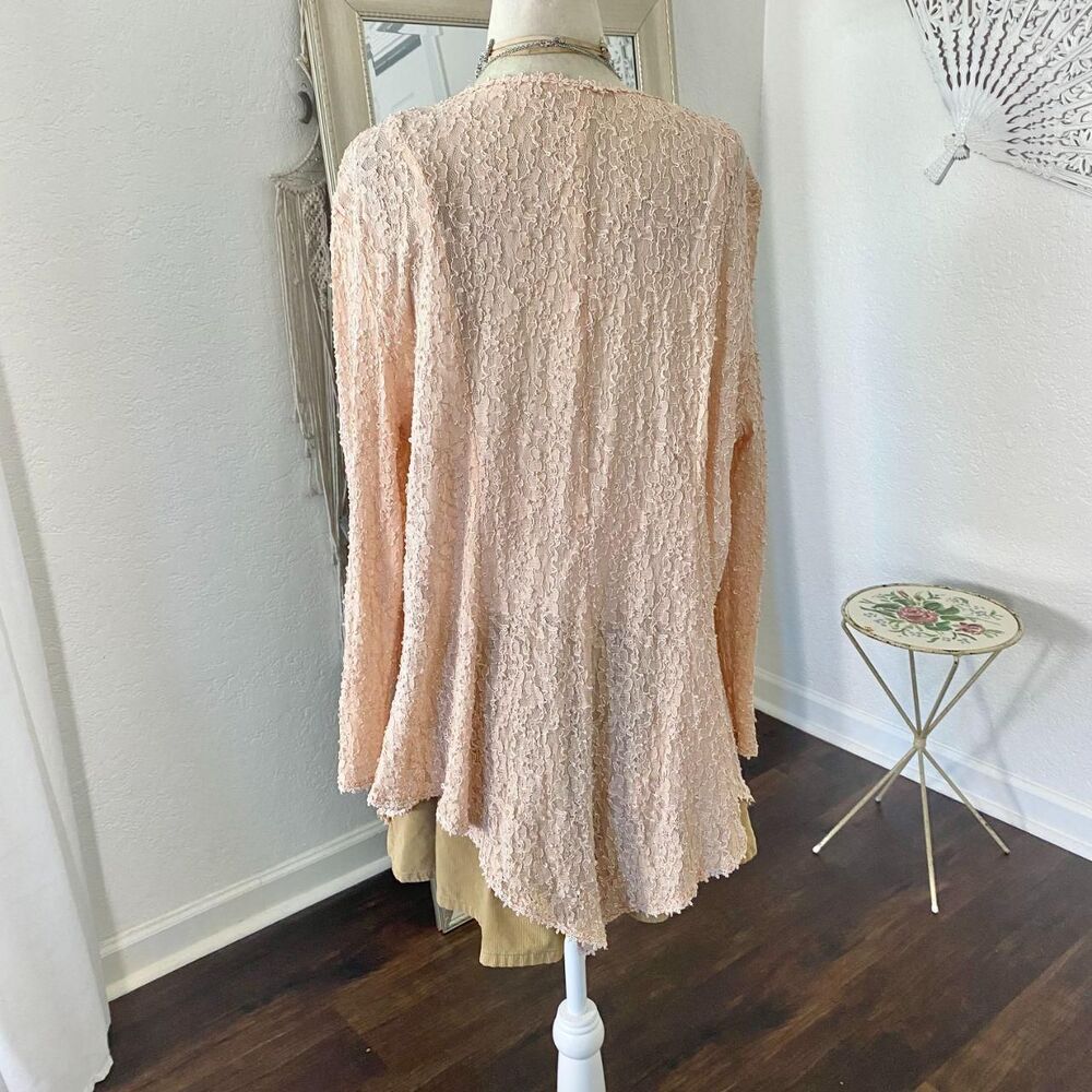 Blush Pink Vintage Fairy Coquette Whimsical Lace Rosebud Cardigan Plus 22 2XL - Picture 6 of 7